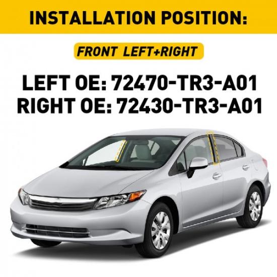 Door Pillar Molding Front Driver Passenger Side For 2012-2015 Honda Civic 4 Dr I