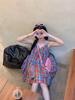 Korean Rainbow Plaid Suspender Dress - Women's Summer Sweet Loose Fit