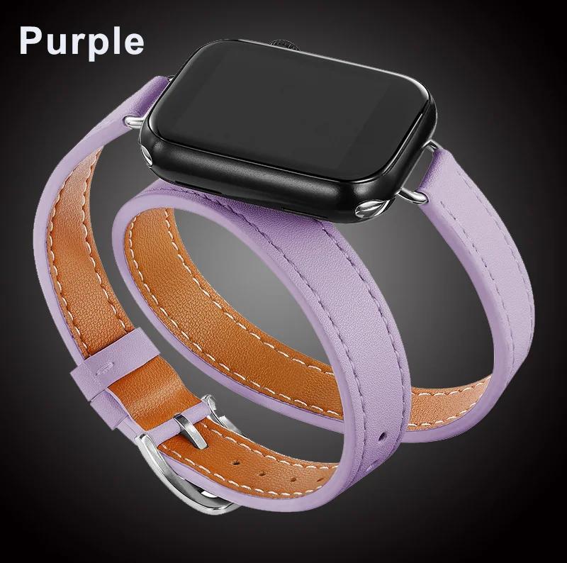 For Apple Watch Band 40 41mm Double Tour Leather Strap 45/46 42 44mm Series10 9 8 7 6 Se 5 4 3 2 for Iwatch6 38mm Fashion Correa