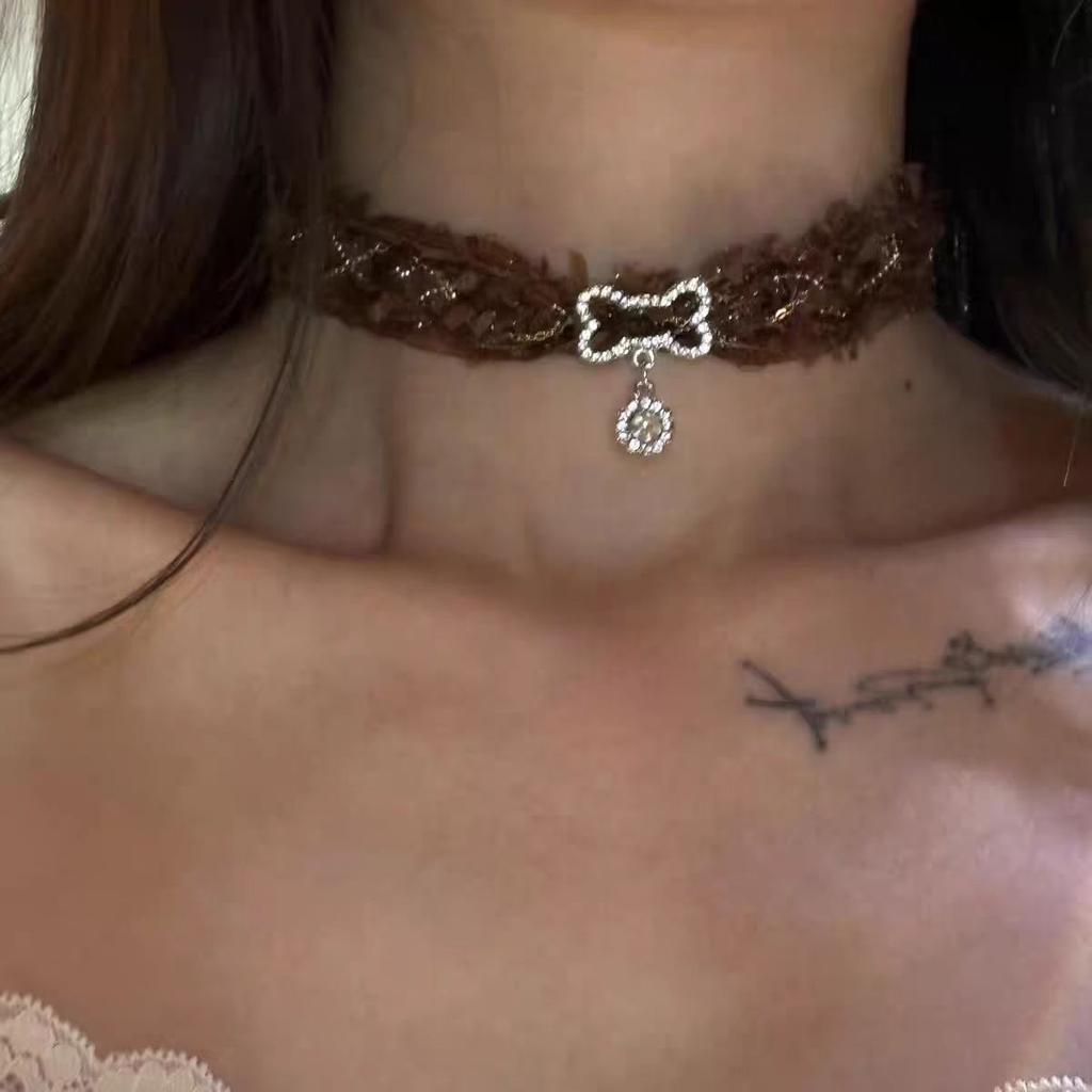 Plüsch Leopard Knochen Halskette Choker Koreanische Kawaii Fashion Star Anhänger Halskette Harajuku Sexy Zubehör Frauen Y2K Schmuck Geschenk