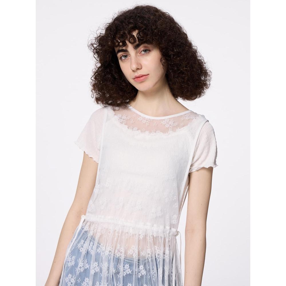 GU by Uniqlo Lace Tulle Dress Sleeveless +e  buy the best products in the  Ayzeze online store