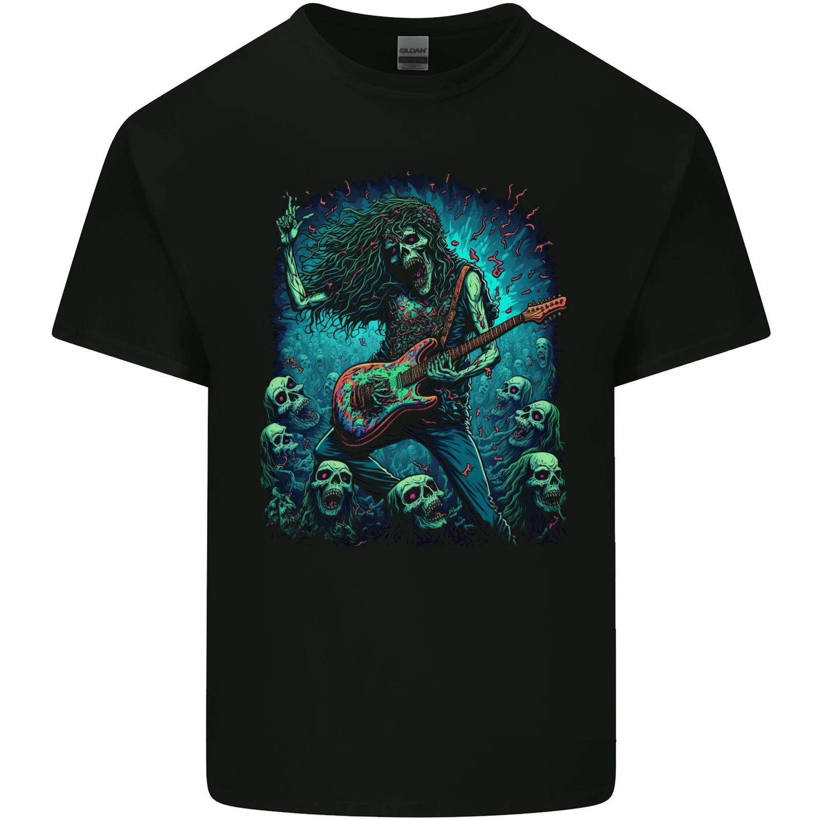 Zombie Rocker Rock n Roll Heavy Metal Guitar Skull Kids T-Shirt Childrens 2XL