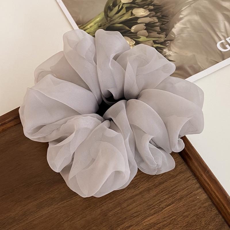 Sweet Oversized Organza Hair Ties Scrunchies Women Solid Color Mesh Hair Bands for Girls Summer Ponytail Holder Hair Accessories