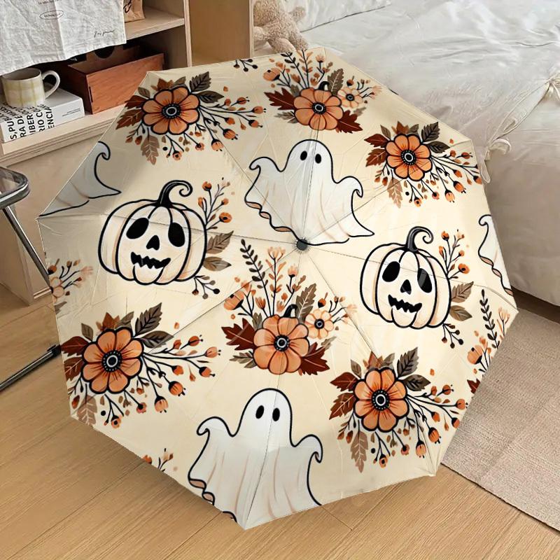 1pc Ghost Pumpkin Pattern Umbrella  Automatic Opening and Closing Umbrella, High quality Umbrella, Ideal Gift for Her 189