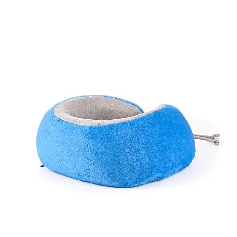 Cuscino da viaggio blu in memory foam per il collo