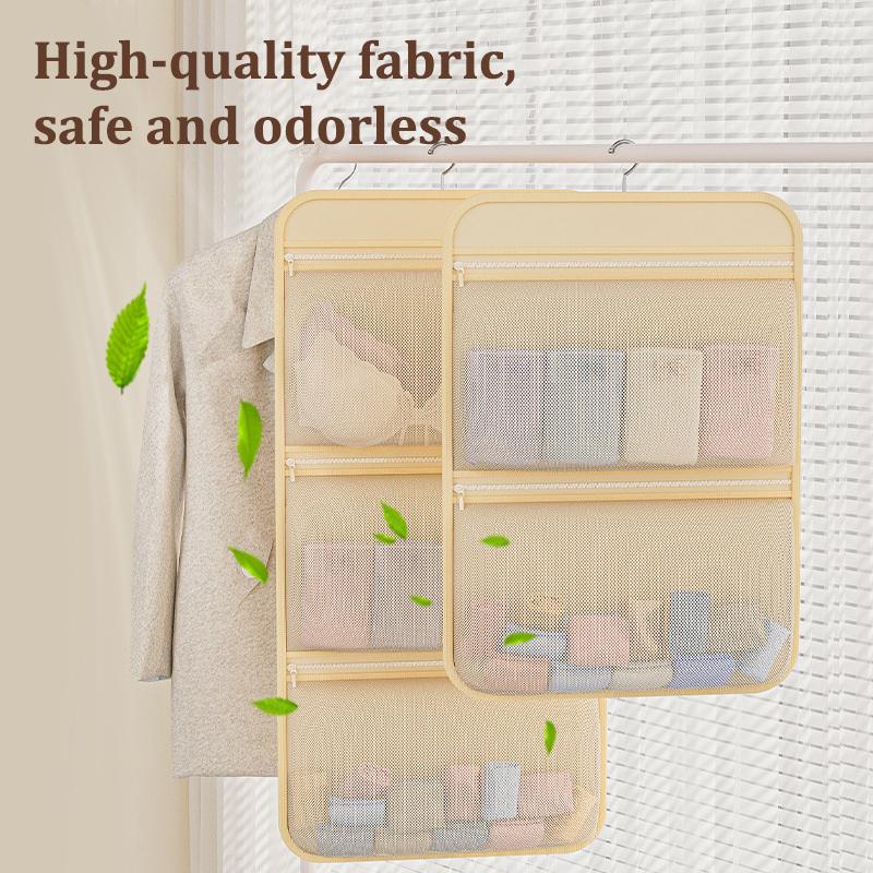 Hanging Clothes Organizer Bag - Multi-Pocket Underwear & Socks Storage For Home/Dormitory Wardrobe - Durable Space-Saving Design