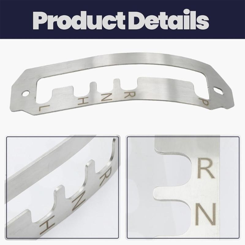 Brushed Metal Selector Gate Panel 707900608 707900506 for HD8 HD9 HD10 UTV Gear Console Replacement, with Marked P R N H L Layout and Defined Manual