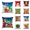 Charming Happy Christmas Linen Sofa Cushion Cover Vibrant Holiday Decoration