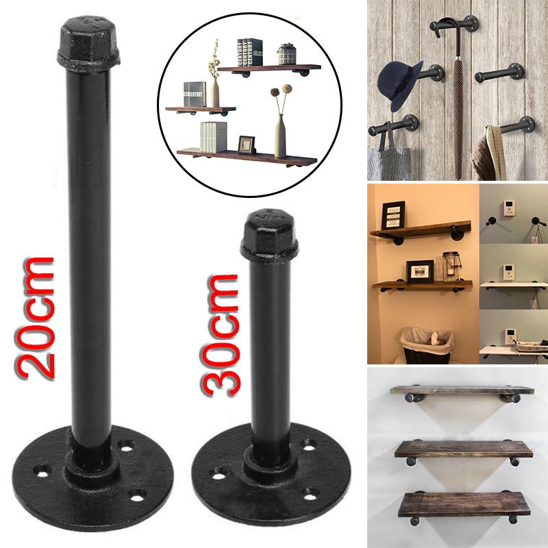 Industrial Pipe Shelf Bracket Rustic Retro Black Decor Display Wall Mounted