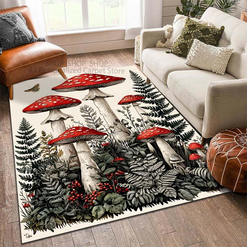 1PC Colorful Mushrooms Pattern Carpet for Living Room Bedroom Sofa Home Decor Non-slip Floor Mat Large Size Play Rugs