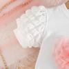 New Girls' Puff Short Sleeve Top with Heart Bow Short Skirt Set Fashion Set