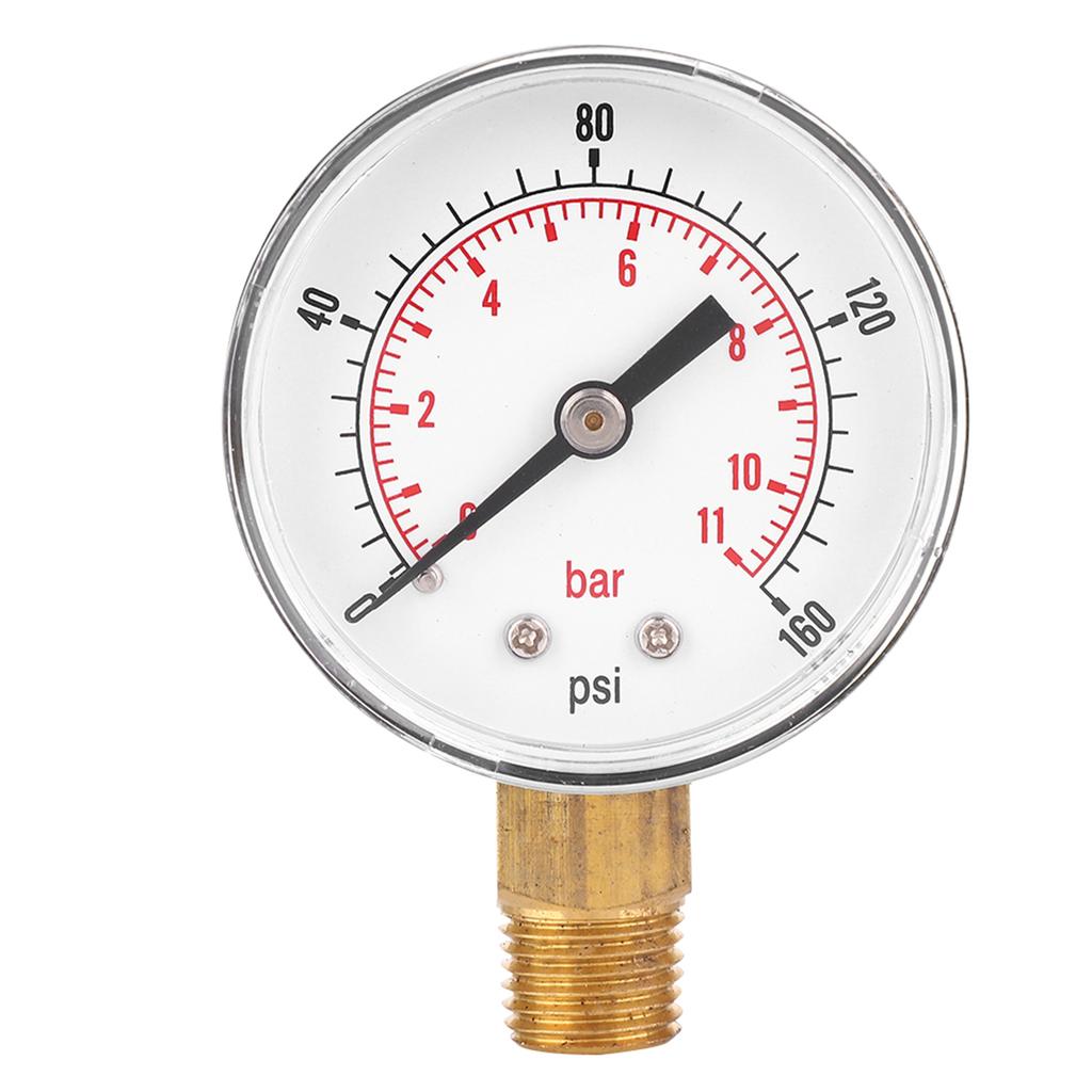 Pressure Gauge 50mm 1Celsius4 BSPT Brass Thread for Fuel   Oil Gas Water (0-15PSI 0-1Bar)