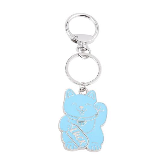 Keychain Pendant Good Luck Cat Charm Key Holder with Metal