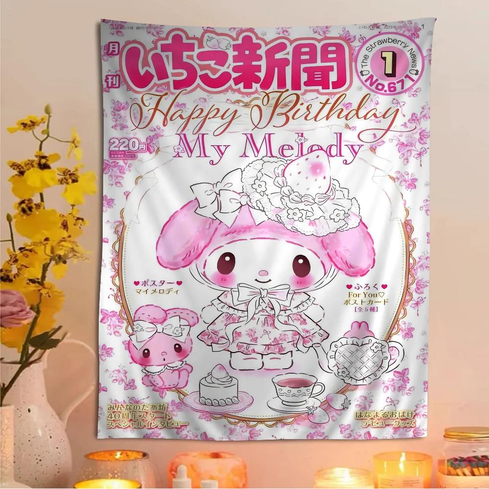 

My Melody Pink Cute Anime Tapestry Tarot Hippie Dorm Wall Art Decor 74x94cm(29x37in)