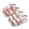 Girls’ Sandals, Three Flowers Roman Style, Trendy New Summer Korean Version, Children’s Beach Shoes, Baby Shoes, Kids’ Shoes, Flower Design