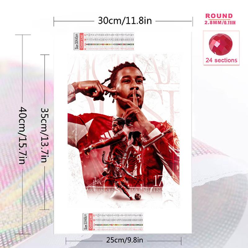 Michael Olise Pattern 3pcs 100% Round Full Drill 5D DIY Diamond Painting Embroidery Cross Stitch Rhinestone Décor