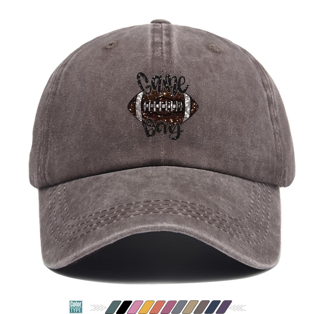 Trendy Retro Shining Football Print Baseball Cap with a Minimalist Design Suitable for Stylish Unisex And Women This Trucker Dad
