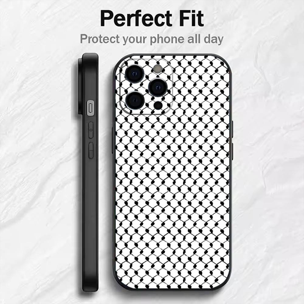 P-Palestinian HattA Head-Band Pattern Phone Case For iPhone17,16,15,14,13,12 Plus,Max Soft Silicone Black Cover