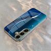Padrão listrado azul Capa de telefone requintada para Samsung Galaxy S26 S25 S24 S23 S22 S21 FE Ultra Plus Homens mulheres Vidro embutido