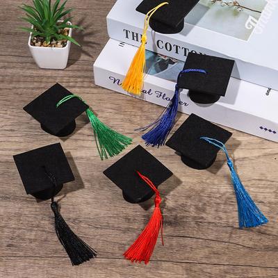6Pcs Wine Bottle DIY Decoration Top Hat Mini Graduation Hat Doctoral Cap Bachelor Cap