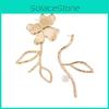 Unique Statement Alloy Flower Pearl Earrings Asymmetric Design For Women