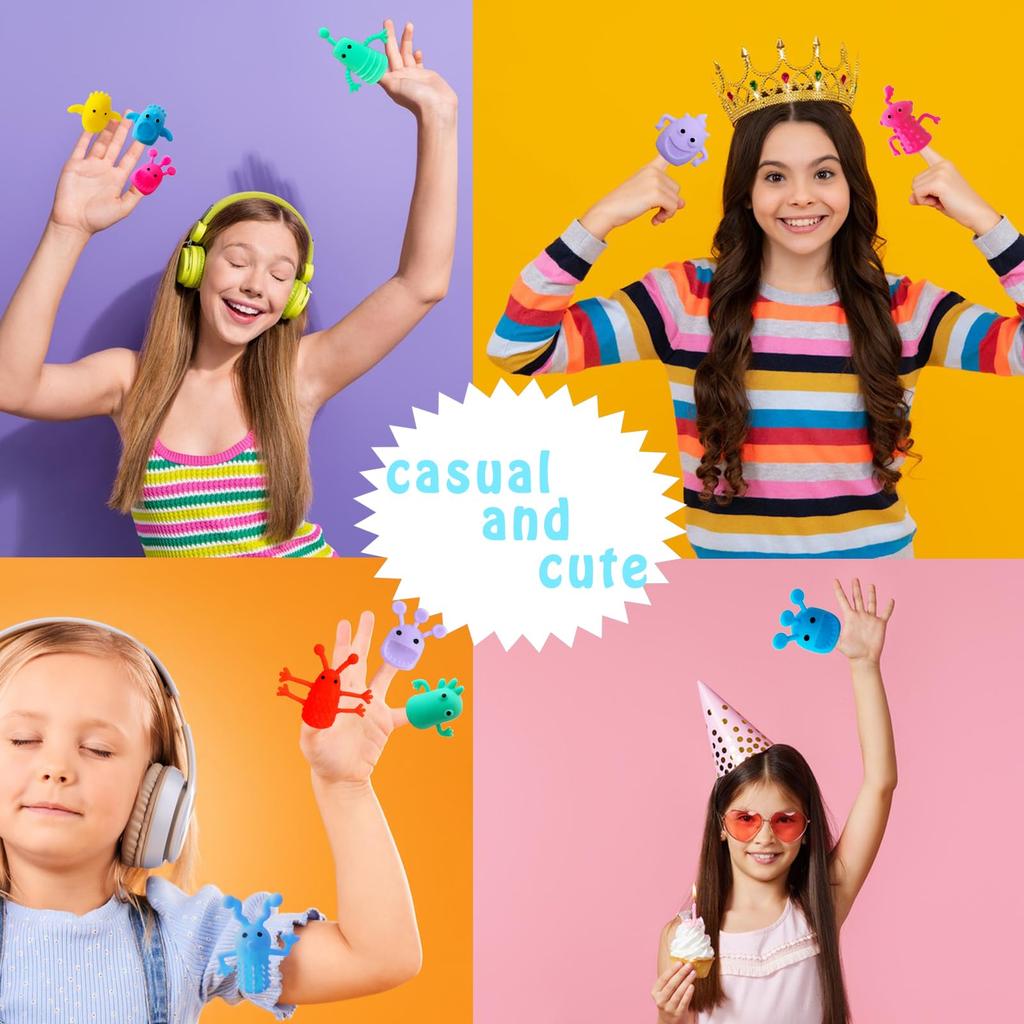 10/20/40er Pack Monster Fingerpuppen Spielzeug, Niedliche Gummi-Fingerpuppen Spielzeug, Mini Gummi Dehnbares Fidget Badespielzeug für Partygeschenke