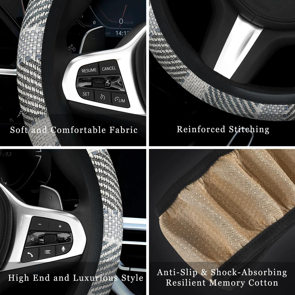 Ultra-Thin Summer Non-Slip Breathable Car Steering Wheel Cover Leather Print Design - No Inner Ring Handlebar Accessory Included