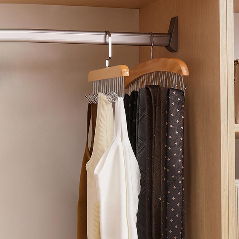 #1/2PCS Versatile Wooden Hat Organizer Rack With Hooks Caps Belts Ties Storage Space-Saving Home Retail Display Clothes Storage