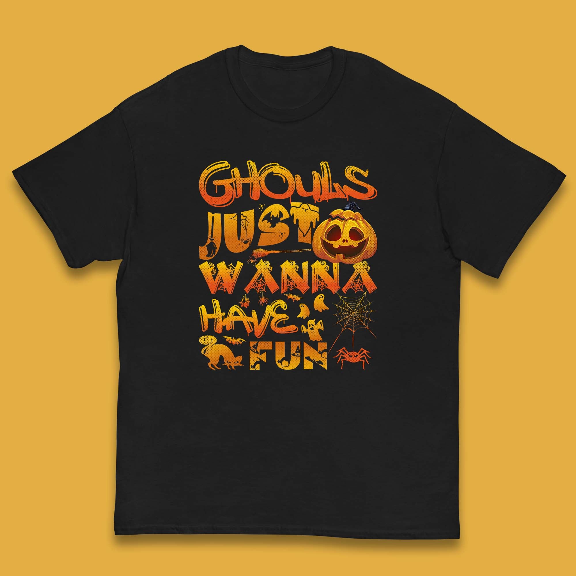 Ghouls Just Wanna Have Fun Halloween Disco Ghost Ghouls Night Out Spooky Season Kids T Shirt 160