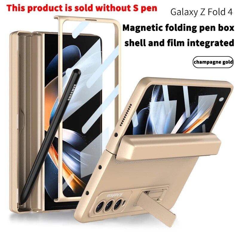 

Магнитный кронштейн, складной держатель для ручек, шарнирная крышка для Samsung Galaxy Z Fold 5, 4, 3, 5G, жесткий чехол для ПК, стеклянная пленка для Z Fold3 Fold4 Fold5 For Galaxy Z Fold 5 золотой