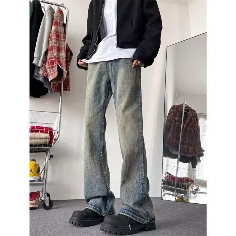 

JYL Men s Denim Jeans Vintage Washed High-Street Loose Straight Casual Denim Pants XXL безодня