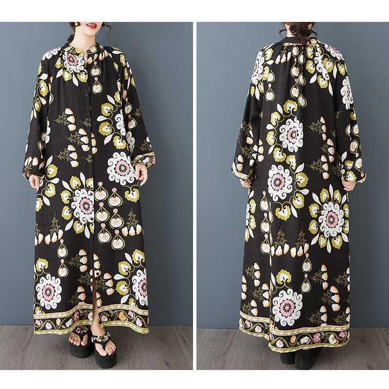 Women's Retro Single Breasted Long Shirt Shirt Dress