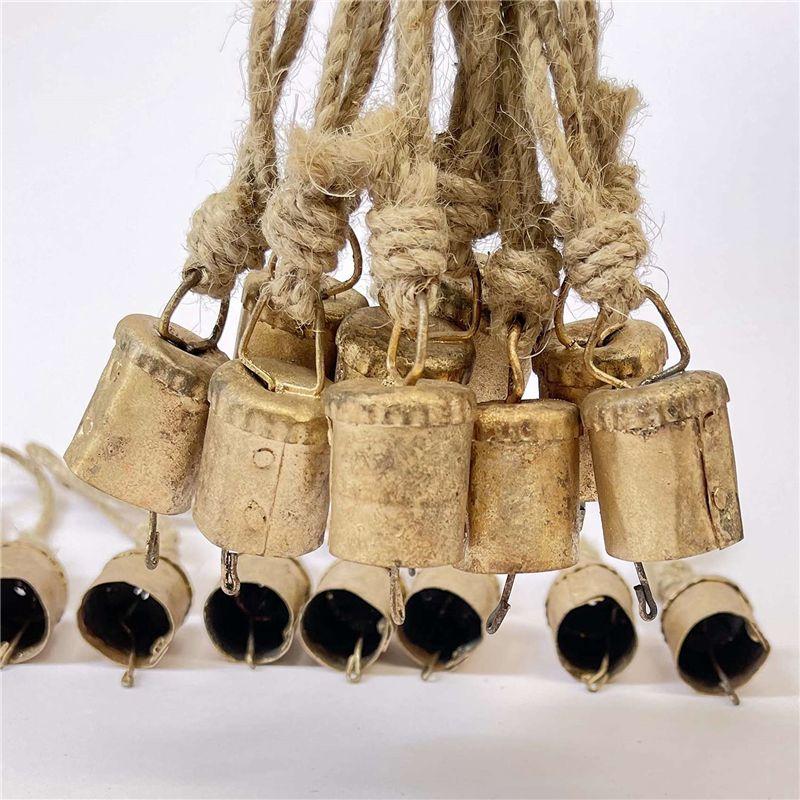 ABWR-10 Pcs Vintage Hanging Bells Christmas Decorations Bells For Home Decor, Cow Bells Decoration With Rope Style B Easy Instal