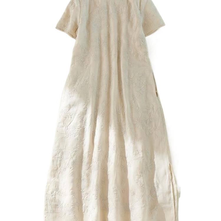 Qipao en Coton et Lin pour Femme 2026: Nouvelle Collection d'Été en Acétate, Style National Chinois Amélioré