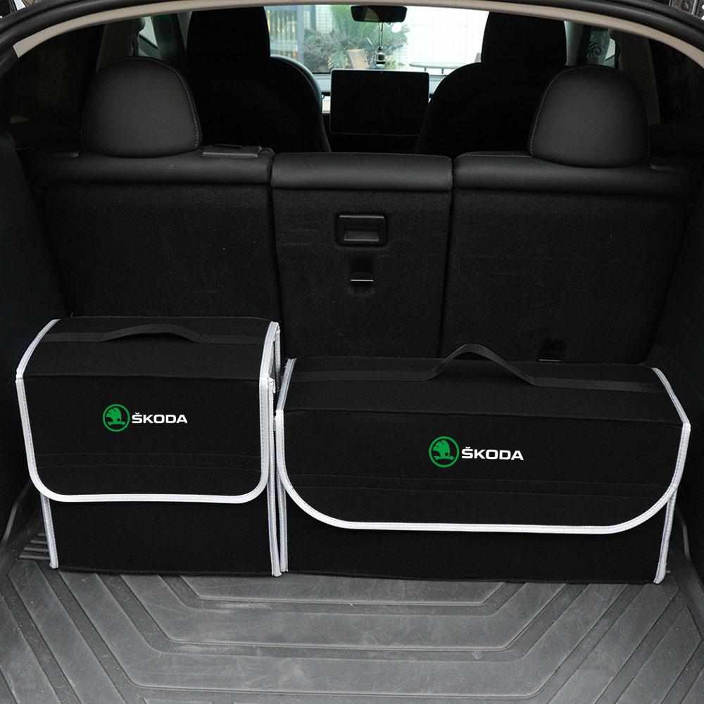 NADH5 Car Trunk Storage Box Foldable Felt Car Organizer Stowing Tidying Box Car Accessories For Skoda S Fabia Octavia VII Karoq Kamiq