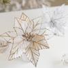 Christmas Decoration 25cm Gold Champagne Color Christmas Flannel Mesh Flower Christmas Tree Garland Decoration