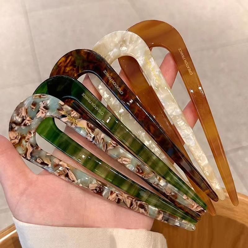 Women's U-Shaped Acetate Hairpin: Modern Chinese Style Bun Headwear