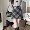 Retro Woolen Pencil Checkered Skirt Autumn Winter Plus Size Coffee Checkered Preppy Style Matching Sweater Wool Skirt for Women