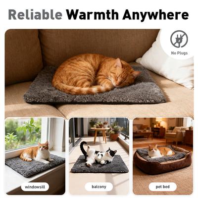 Self-Warming Cat Mat: Ultra-Soft, Non-Slip & Machine Washable Bed for All-Season Comfort, Ideal for Elderly Cats.
