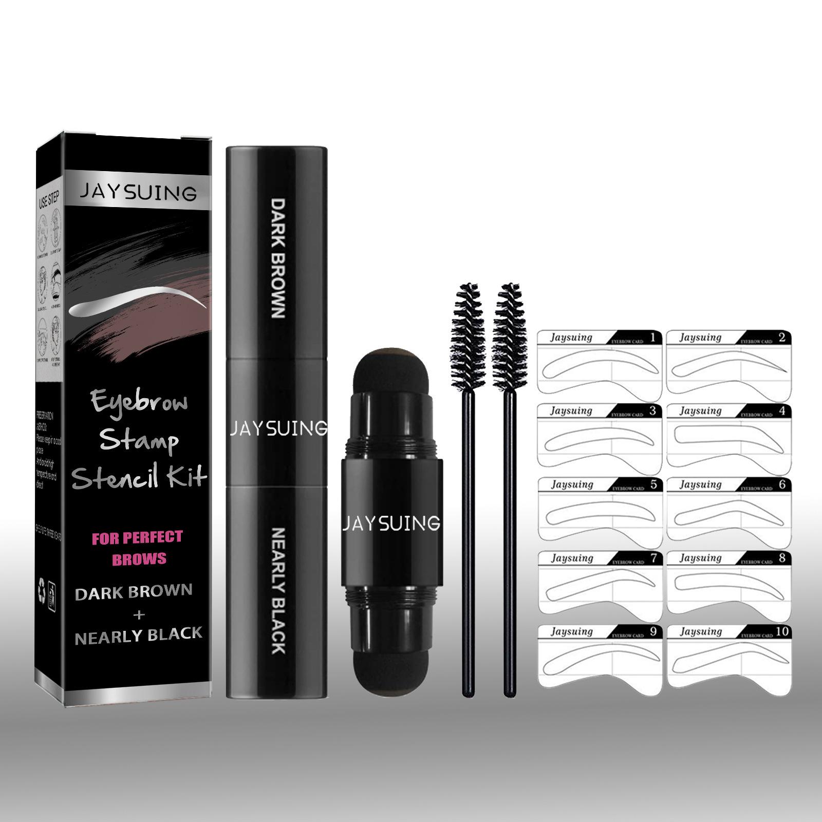 Jaysuing Eyebrow Stamp Set - Easy Makeup Eyebrow Stamp, Eyebrow Mascara, Natural Waterproof Non-Smudge Eyebrow Cream for Hairline
