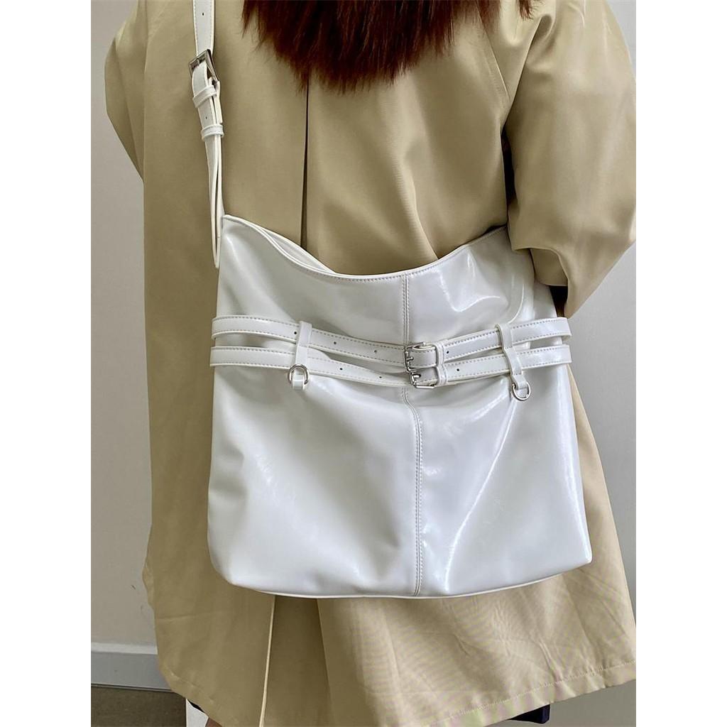 IELGY Korean Version Oil Leather Large-Capacity Tote Bag All-Match One-Shoulder Mess