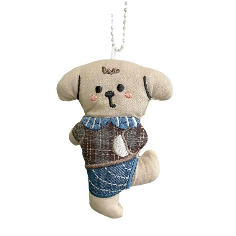 Mini Cute Plush Animal Doll Keychain Ins Style Bear Rabbit Dog Stuffed Pendant for Backpack Car Key Hanging Ornament