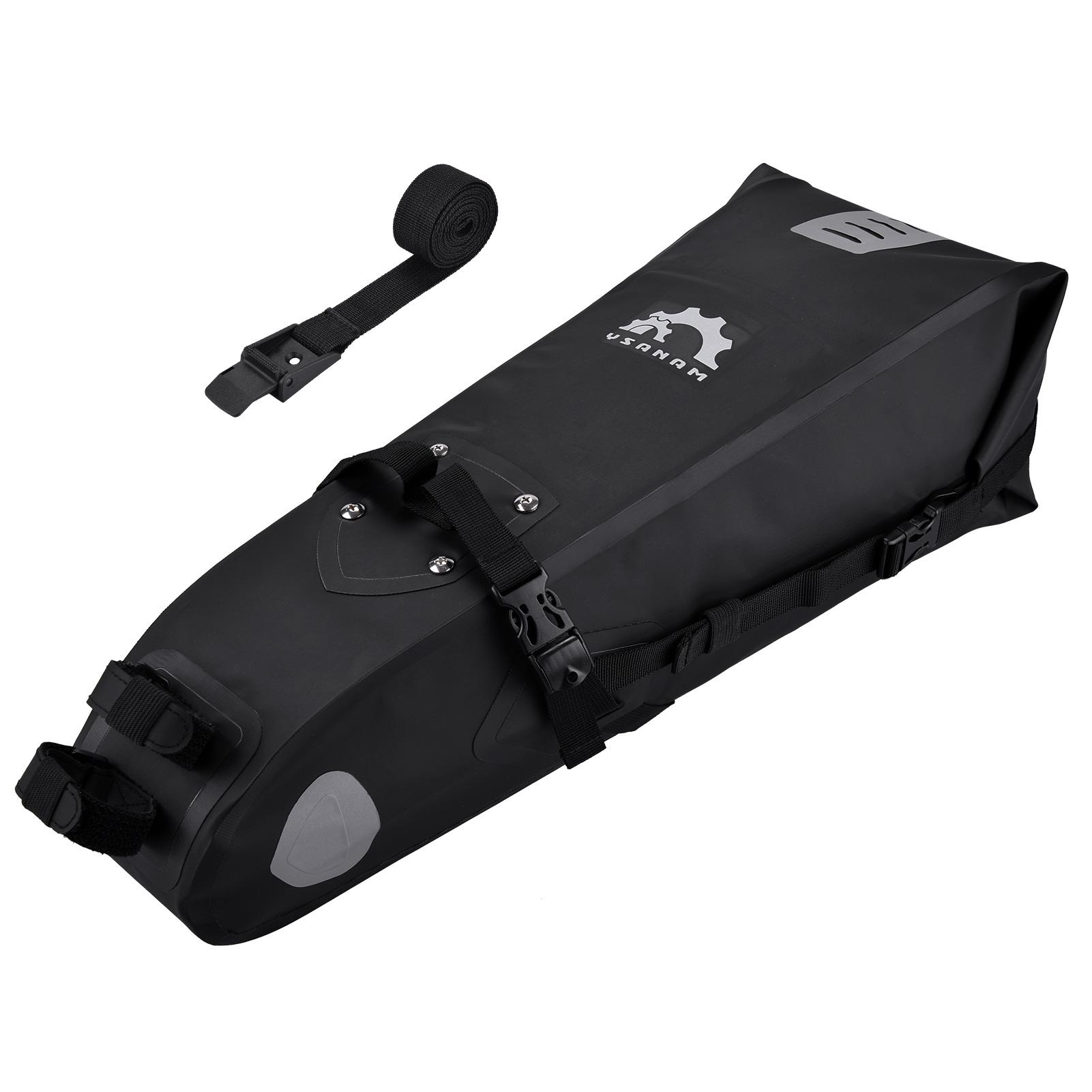 

Bike Saddle Bag 10L Waterproof Adjustable Bike Seat Bag Bike Packing Gear with Roll Top Closure Bikepacking Bags for чёрный