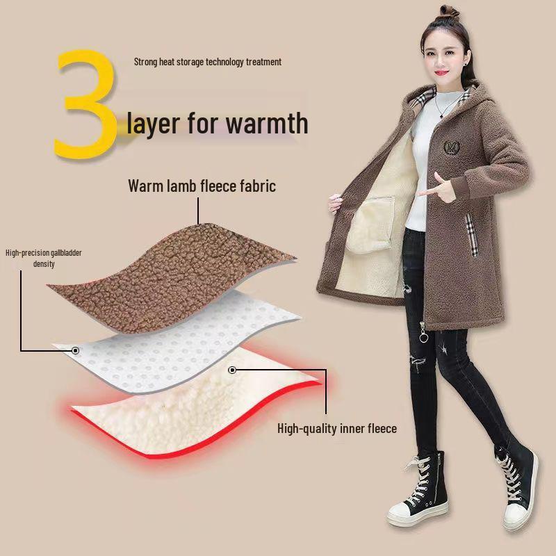 Women's Plus Size Mid-Length Lambswool Winter Coat - Age-Reducing Fashion