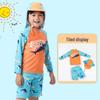 Korean Style Boys' Cartoon Shark 3-Piece Swimsuit Set: Long Sleeve, Shorts, Sunscreen, Breathable