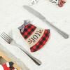 Christmas Plaid Fabric Fork and Knife Sleeves with Embroidery Holiday Table Decorations for Party Dining