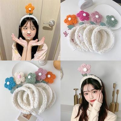Gesichtswasch-Stirnband Koreanische Version Frühlingsblumen-Stirnband Haarschmuck für Frauen Kopfschmuck Kleine Fleece Niedliche Haarbänder