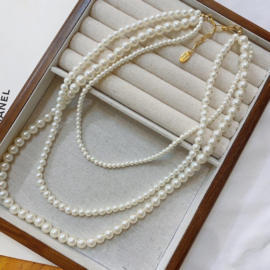 Versatile Necklace, Super Bright Pearl Neck Chain, French Unique Retro Mini Summer Light Luxury Niche