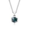 Bloodstone Sterling Silver Hexagon Pendant Necklace with Stainless Steel Gift for Men [AWNL] Men's Necklace, Chain, 61.5cm,