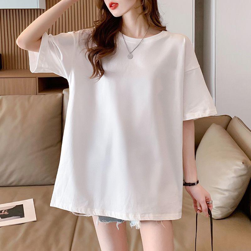 

Short-sleeved t-shirt women s 2025 new summer bottoming shirt with t-shirt inside loose casual solid color Korean version versatile top 3XL білий